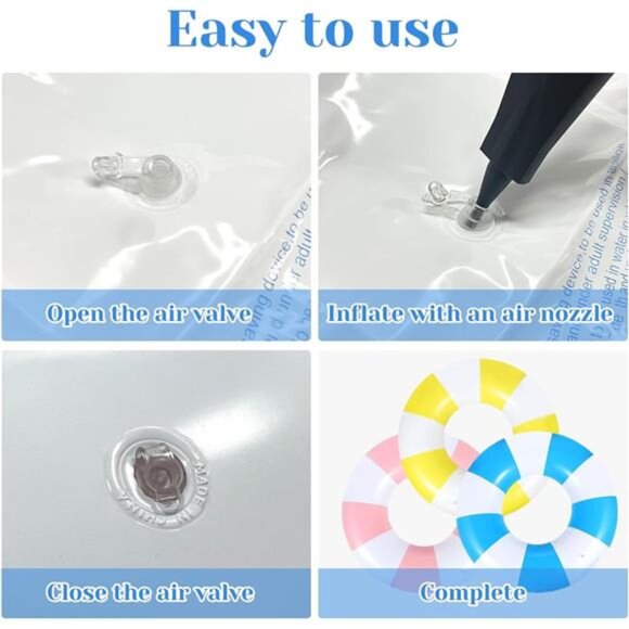 3 PCS 39.4 Inch Jumbo Swimming Ring with Fun Prints Striped Pool Floats Pool - Picture 4 of 8